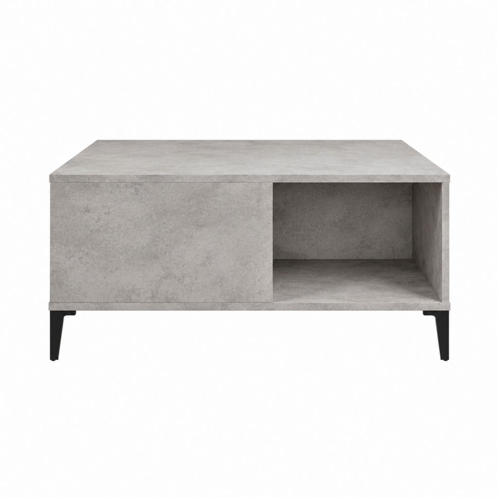 Table basse avec rangement gris béton en panneaux de particules mélaminés rectangulaire 100 x 50 x 45 cm
