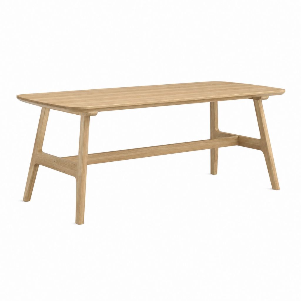 Table basse rectangulaire en hévéa massif finition chêne 140 x 70 x 45 cm