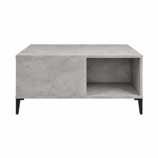 Table basse avec rangement gris béton en panneaux de particules mélaminés rectangulaire 100 x 50 x 45 cm