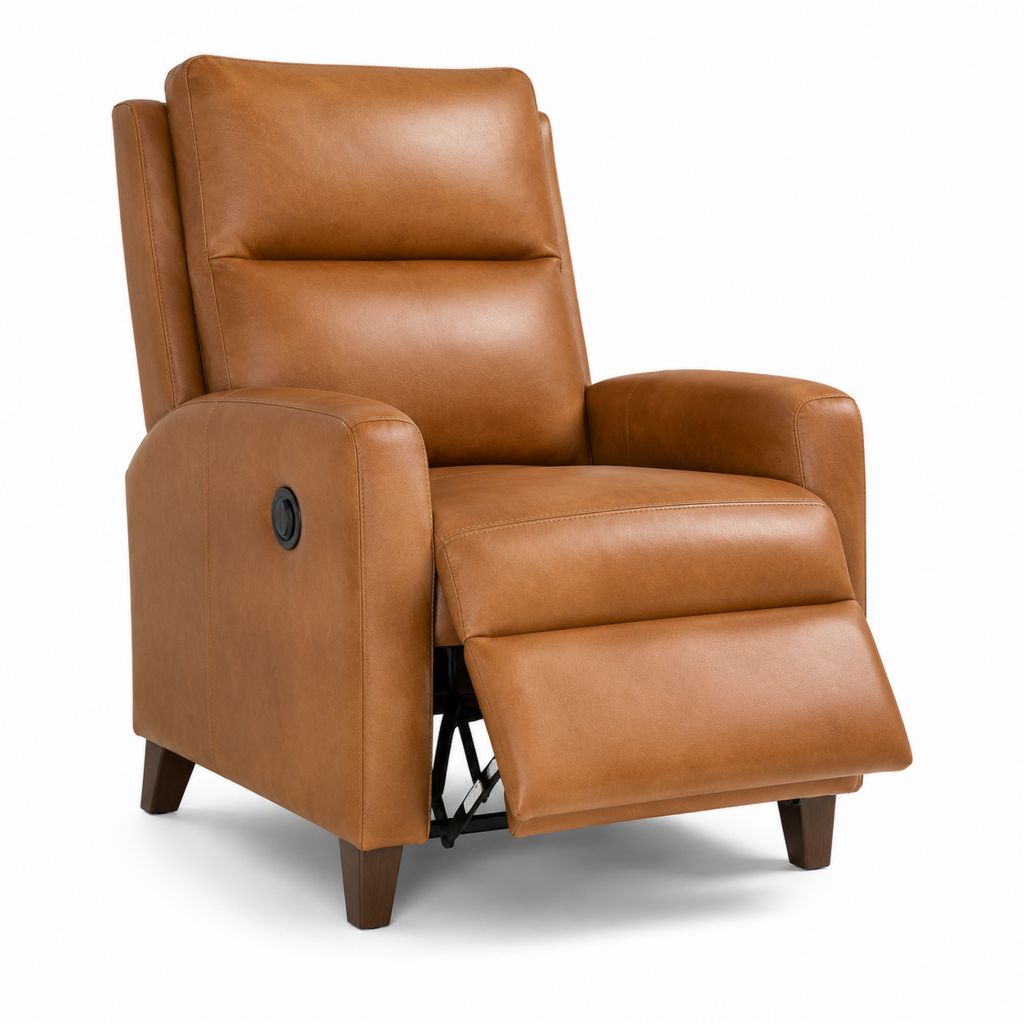 Fauteuil relax inclinable manuel cognac en cuir synthétique PU 86 x 94 x 103 cm