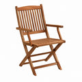Chaise de jardin pliante avec accoudoirs marron en bois massif d'acacia 58 x 62 x 110 cm