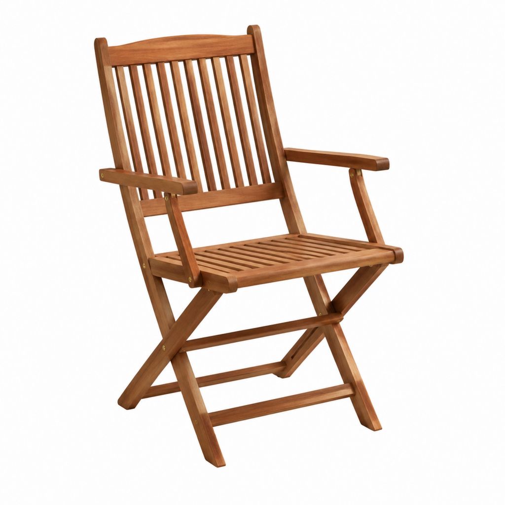 Chaise de jardin pliante avec accoudoirs marron en bois massif d'acacia 58 x 62 x 110 cm