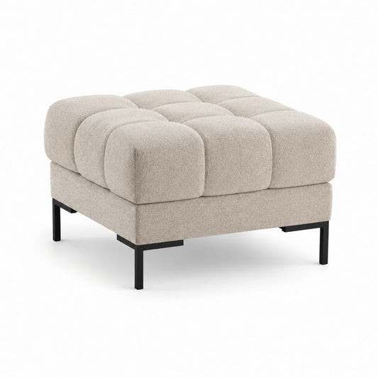 Repose-pieds carré beige en polyester bouclette avec pieds en acier 80 x 80 x 46 cm