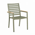 Chaise de jardin avec accoudoirs vert kaki aluminium et eucalyptus 57 x 62 x 90 cm