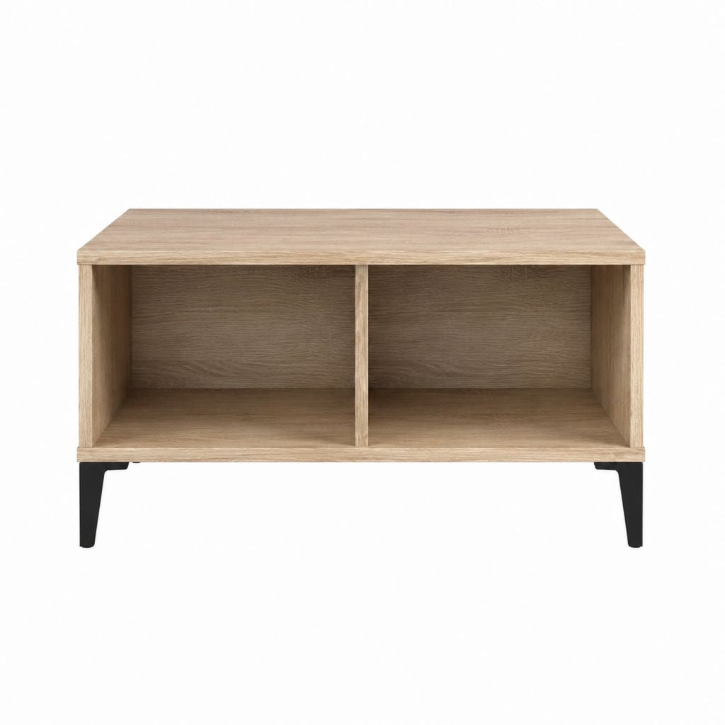 Table basse rectangulaire effet chêne avec rangement 100 x 50 x 45 cm