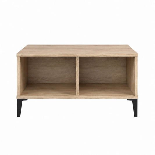 Table basse rectangulaire effet chêne avec rangement 100 x 50 x 45 cm