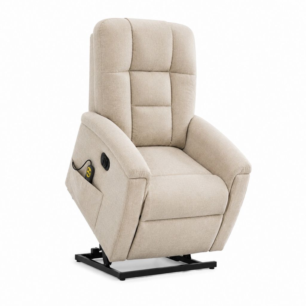 Fauteuil releveur électrique inclinable beige en polyester 85 x 90 x 105 cm
