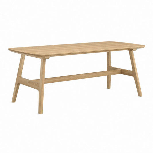 Table basse rectangulaire en hévéa massif finition chêne 140 x 70 x 45 cm