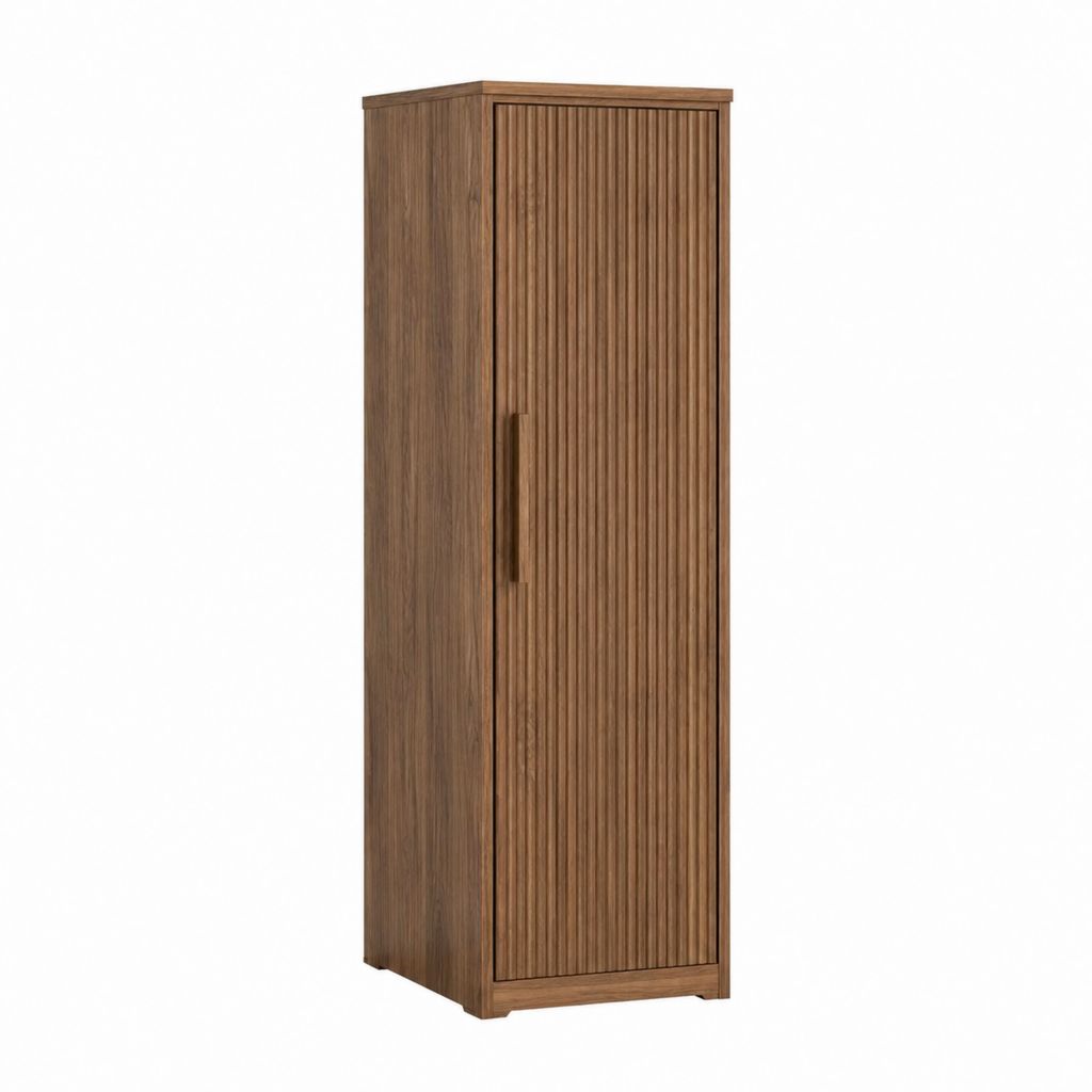 Armoire de rangement rectangulaire 1 porte marron noyer en MDF 60 x 40 x 190 cm