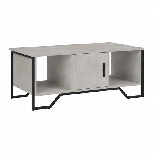Table basse avec rangement gris béton panneaux de particules acier rectangulaire 100 x 50 x 45 cm