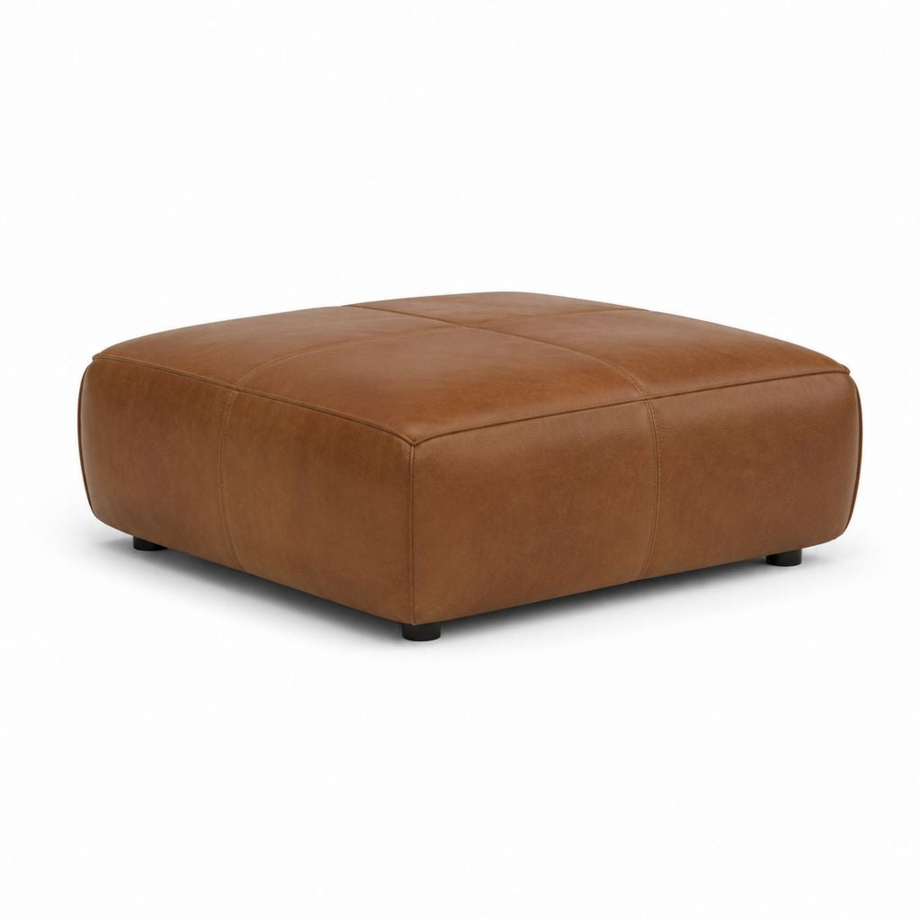 Repose-pieds carré marron en similicuir PU 100 x 100 x 42 cm